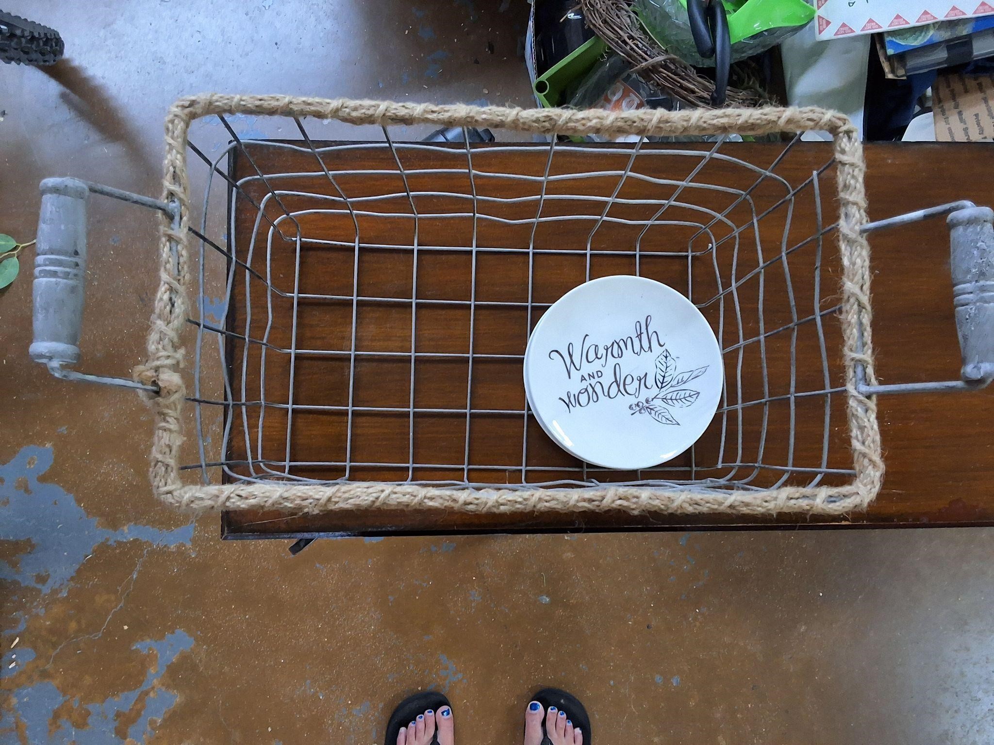 Metal basket and small plates