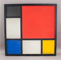 Dutch Acrylic on Canvas Signed Piet Mondrian