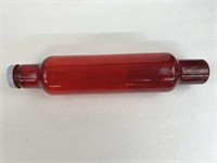 Red Glass rolling pin with metal lid, 3”x 13