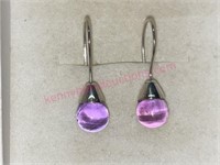 Sterling silver purple amethyst earrings (3.3g)