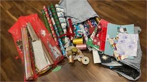 Assorted gift, wrapping, bags, ribbon