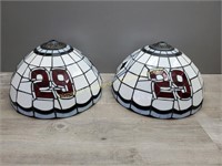 Pair Of Stained Glass Hanging Shades, Nascar