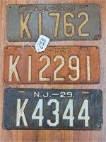 (3) new jersey license plates 1926, 28,29