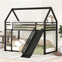 Bunk Bed with Slide Twin Over Twin Metal Frame