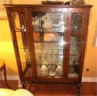 Oak china cabinet w/mirrored back 6' tall, 45"