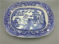 Large blue Willow meat platter