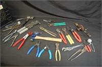 Various hand tools, rivet tool, ax, electrical