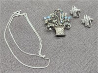 Sterling silver jewelry.   Carl Art Rhinestone