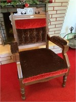 Eastlake mahogany upholstered armchair
