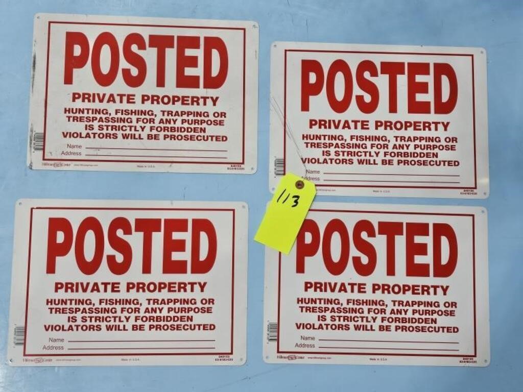 4 POSTED PRIVATE PROPERTY SIGNS