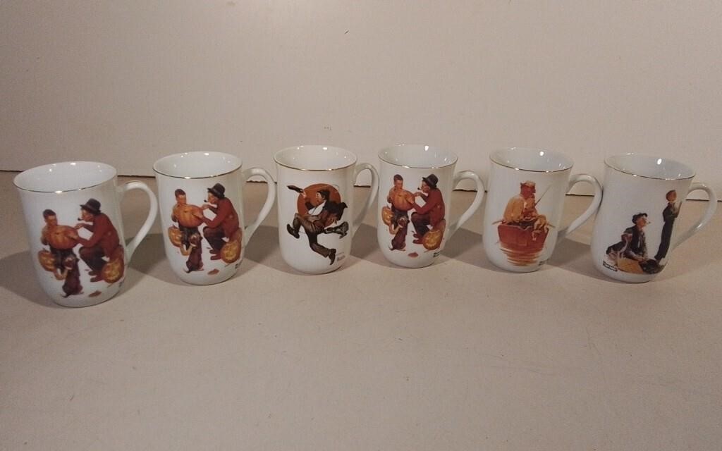 Six Norman Rockwell Mugs