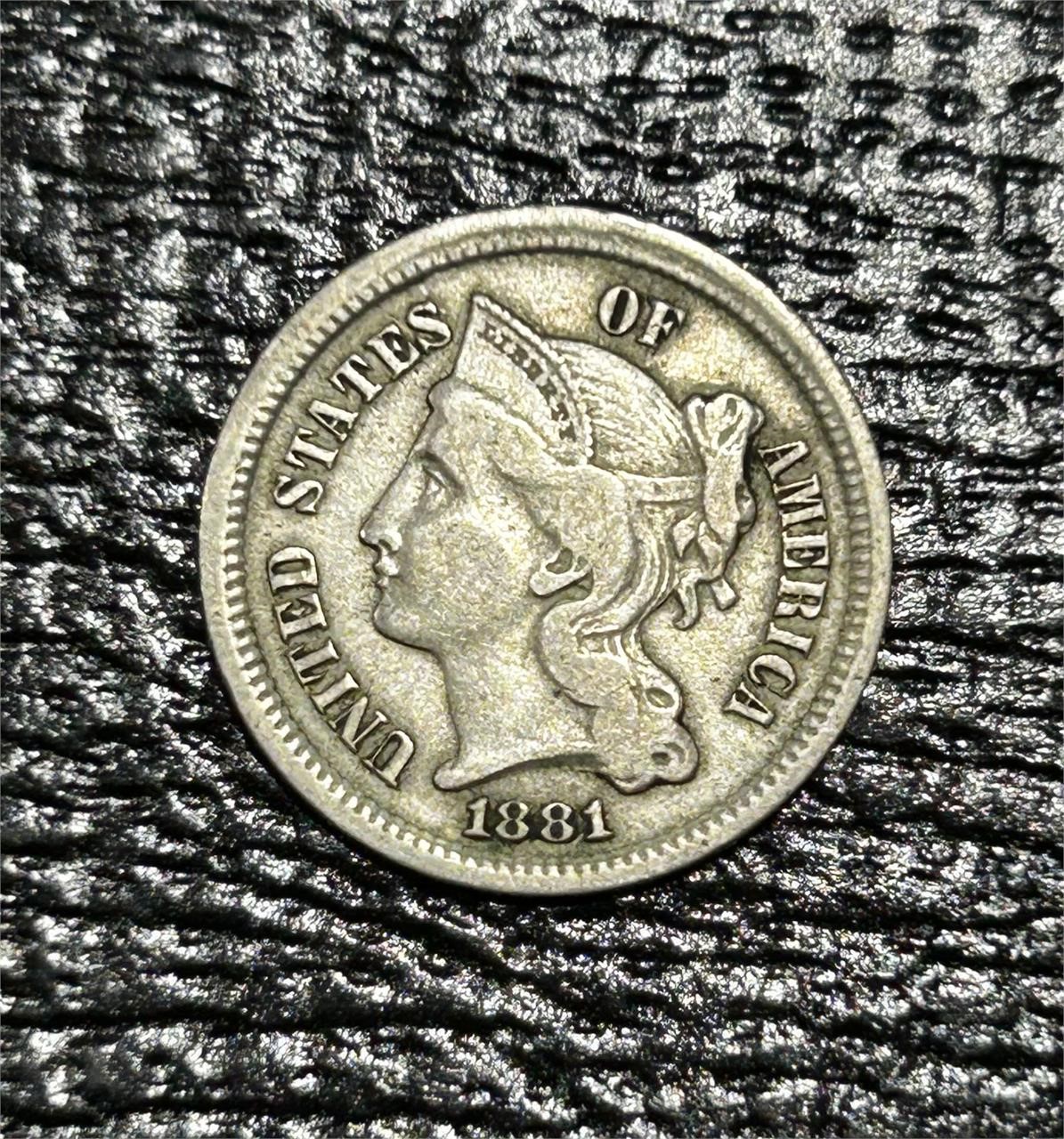 U.S 1881 Nickel Three Cent