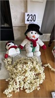 Snowmen - one is battery operated & garland