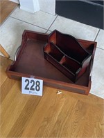 Wooden tray & letter holder