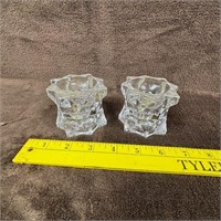 Pair of Mikasa Crystal Glass Star Candle Holders