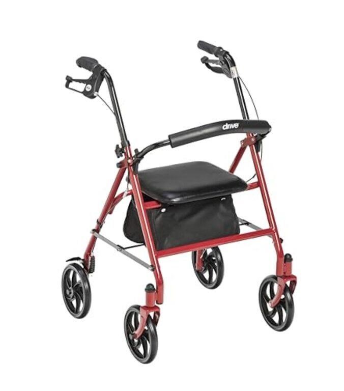 Drive Medical 4 Wheel Rollator, Red, 1 Each 1