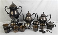 Large Lot Of Silverplate, Teapots, Cups, Etc