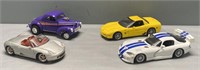 4 Die-Cast Metal Replica Sport Car Lot