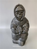 Soapstone Carving Standing Eskimo Holding Object