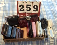 Assorted Wallets, Cases, Brushes