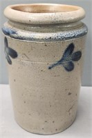 Antique Stoneware Crock Blue Decorated