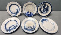 Dedham Art Pottery 6" Plates Crustaceans