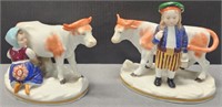 2 Chelsea Style Porcelain Cow Figures