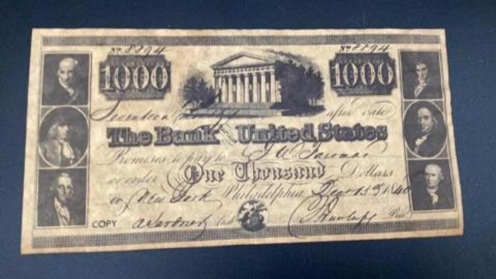 $1000 confederate advertising note