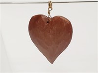Hand Carved Wooden Heart Pendant