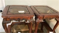 2 Wood And Glass Top End Tables 26.5x30x24 Tall