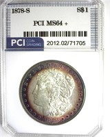 1878-S Morgan PCI MS64+ Terrific Rim Color