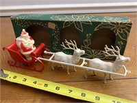 Santa reindeer and sleigh