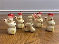 Five snowman candles