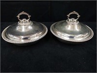 Pair of vintage English silver plated covered