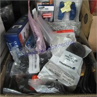 Assorted electrical cords/cables, batt. charger,