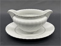 Bavarian China Gravy Boat w/ Attached Underplate