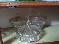 Glass candy dishes w/ lids