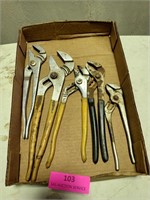 5 pair channel lock style pliers, various brands