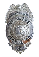 vintage Mt. Olive Pickle security guard badge