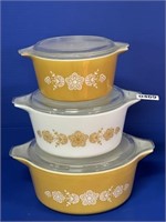 (3) Vintage Pyrex Butterfly Casserole Dish w/Lids