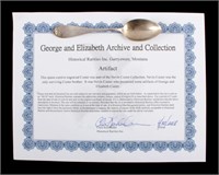 George & Elizabeth Custer Sterling Spoon w/ COA
