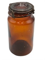 1872 Amber Glass Snuff Jar