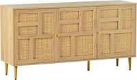 57' Storage Cabinet with Rattan Doors  Sideboard