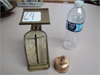 BRASS MODERN POST OFFICE SCALES, STAMP ROLL