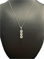 Natural 2.00 ct Aquamarine 3 Stone Necklace