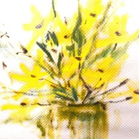 Yellow flowers in vase frames