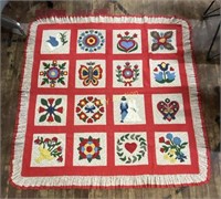 HAND STITCHED QUILT WEDDING COUPLE 73X73