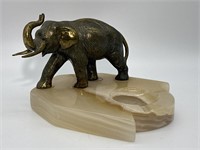 Bronze and Marble Elephant Ashtray