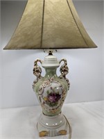 VICTORIAN CERAMIC LAMP & SHADE