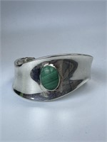 Sterling Mexico Cuff Bracelet with Malachite